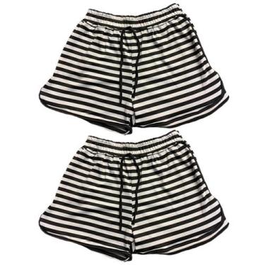 Imagem de Kit 2 Short Saída Praia Listrado Feminino Fristyle Verão Moda, G