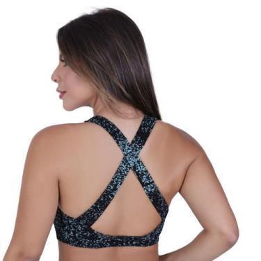 Imagem de Top fitness feminino com bojo removível alças largas cruzado costas or
