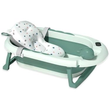 Imagem de Banheira Dobrável Com Termômetro E Almofada Verde Yuupi