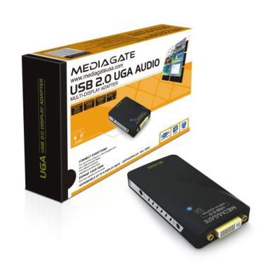 Imagem de Azend Group MediaGate MG-UGA02 USB 2.0 VGA DVI HDMI Adaptador gráfico de saída (preto)