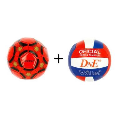 Imagem de Kit Bola de Vôlei Oficial Azul E Branca + Bola de Futebol He - Dne e H