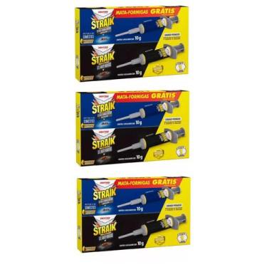 Imagem de Kit 3 Caixas 3 Mata Barata + 3 Mata Formiga Straik O Melhor!