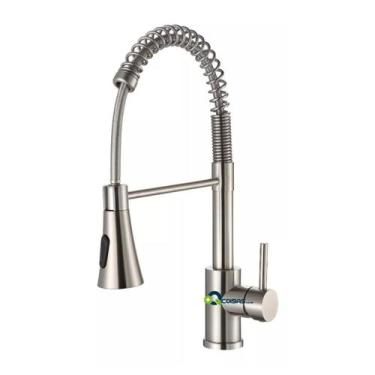 Imagem de Torneira Monocomando Cozinha Aço Inox Escovado Bancada Estilo Deca Doc