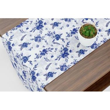 Imagem de Caminho De Mesa Trilho Floral Azul e Branco - Core Decore