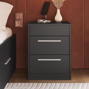 Imagem de Mesa de Cabeceira Lock 2 Gavetas Grafite - Art In Móveis, Cinza, Moder