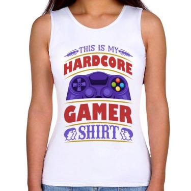 Imagem de Regata Feminina Hardcore Gamer - Foca na Moda, Branco, P