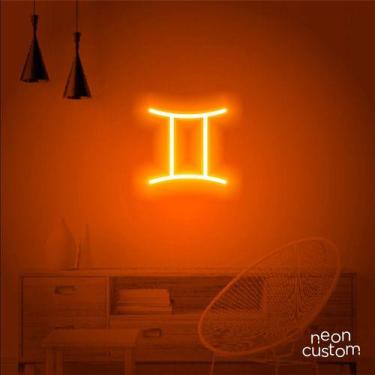 Imagem de luminaria letreiro Neon Led Signo Gêmeos 100x100 luminoso decoração p/