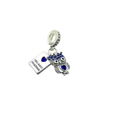 Imagem de Berloque Coruja Azul Prata 925 - Atraktiva Joias