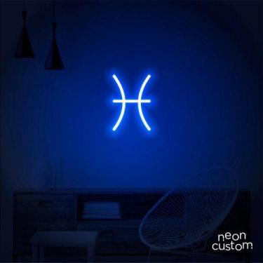 Imagem de luminaria letreiro Neon Led Signo Peixes 100x70 luminoso decoração p/ 
