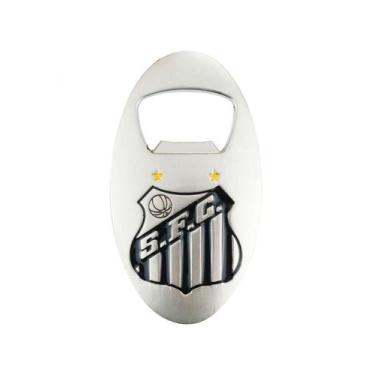 Imagem de Abridor Garrafas Prateado Com Ímã 7.5cm Santos - mileno