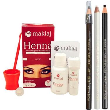Imagem de Henna Makiaj Sobrancelha e 3 Lápis Dermatografico Completo Profissiona