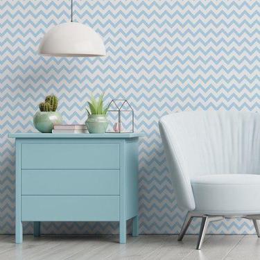 Imagem de Papel De Parede Chevron Azul Bebê Quarto Menino Rolo 3m - Leliz Papers
