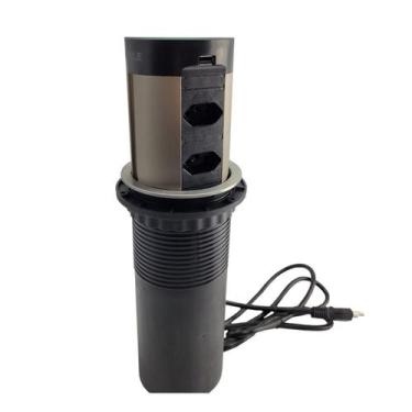 Imagem de Torre embutir Indução 4 tomadas 20A  2 USB-A 5V 2.5A Preta - HAFELE