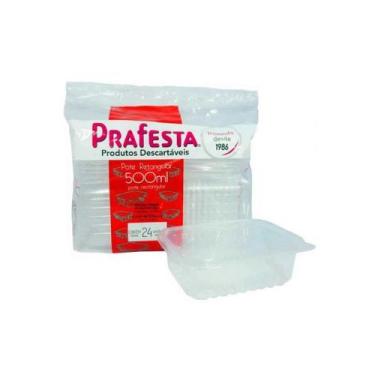 Imagem de Pote Retangular 500ml com Tampa Freezer e Micro-ondas Prafesta Pacote 