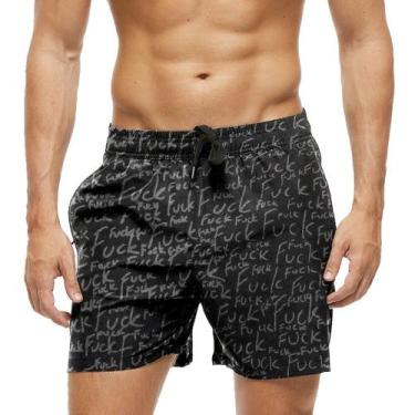 Imagem de Short Praia Shorts Banho Bermuda Verão Fuck 412 - SMOKE, G Feminino