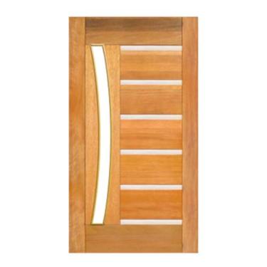 Imagem de Porta Pivotante BBB Friso Metálico Arco p/Vidro Montada em Madeira Mac