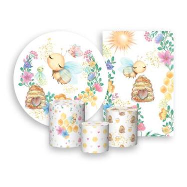 Imagem de Kit 2 Painéis De Festa + Trio De Capas Cilindro - Abelhinha Aquarela C