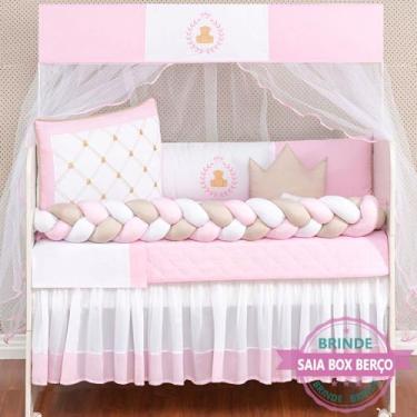 Imagem de Kit Berço Completo Padrão Americano Ursinha Princesa Rosa Menina 12 Pe