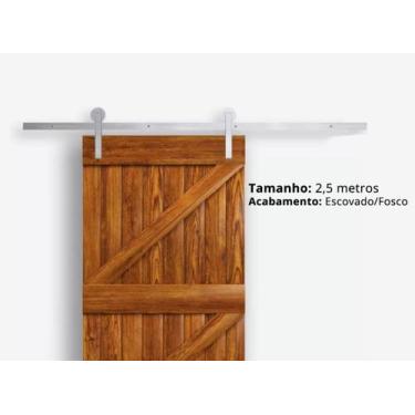 Imagem de Kit Roldanas Aparente porta de correr Slim 2 metros Escovado/Fosco - R