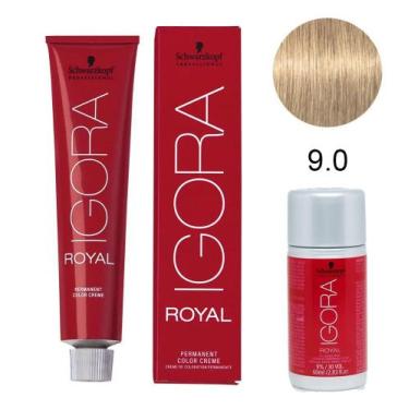 Imagem de Kit Tintura Schwarzkopf Igora Royal 9-0 Louro Extra Claro natural 60g 
