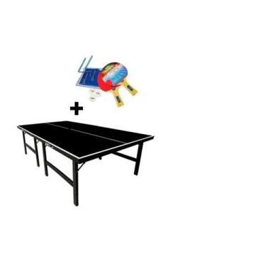 Imagem de MESA DE PING PONG COR PRETA OFICIAL MDP 15mm KLOPF 1010 + KIT Completo