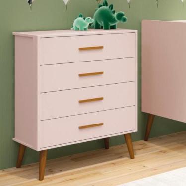 Imagem de Cômoda Infantil 4 Gavetas Isis Móveis Reller Rosa