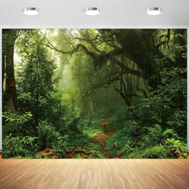 Imagem de 3 x 2,4 m, cenário de floresta, primavera, natureza, floresta verde, floresta tropical, fotografia de fundo para crianças, aniversário, chá de bebê, banner, decoração, suprimentos, adereços de cabine
