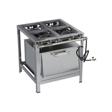 Imagem de Fogão Industrial 4 bocas 30x30 e Forno Alta Pressão Luxo Aço Inox 304 