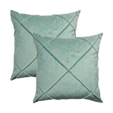 Imagem de Kit 2 Capas para Almofada Drapeada em Veludo Quadrada 50x50 com Enchim