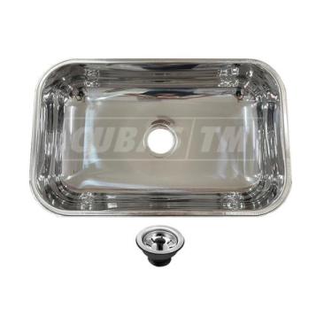 Imagem de Cuba Inox Cozinha Alto Brilho N2 Tecnocuba 56x34x17cm válvula gratuita