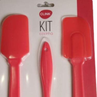 Imagem de Kit 3 Peças Em Silicone 2 Espátulas E 1 Pincel - Clink, Vermelho