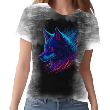 Imagem de Camiseta Camisa Estampada T-shirt Face Lobo Neon Canino 1 - Enjoy Shop