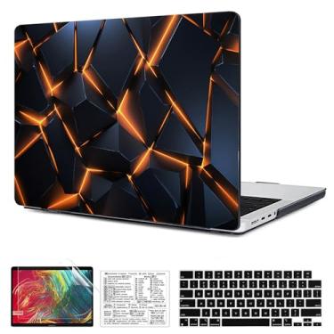 Imagem de QCzyc Compatível com MacBook Pro 16 polegadas versão 2021-2024 M4 A3403 A3186 M3 A2991 M2 A2780 M1 A2485 Pro/Max capa de plástico rígido e adesivo de teclado Mac OS e capa de teclado (rachadura)