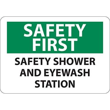 Imagem de National Marker SF175PB Placa "Safety First, Safety Shower and Eye Wash Station", vinil PS, 25,4 x 35,5 cm