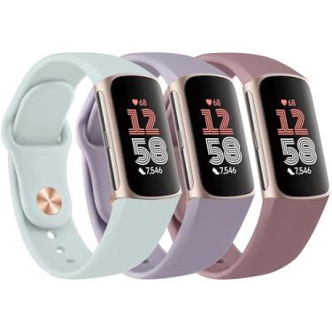 Imagem de Meliya Pacote com 3 pulseiras esportivas compatíveis com Fitbit Charge 6/Fitbit Charge 5 pulseiras femininas e masculinas, de silicone macio, ajustável, à prova d'água, esportivas, para Fitbit Charge