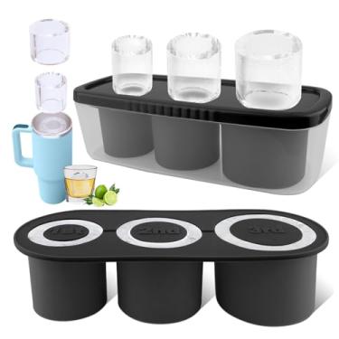 Imagem de Tcamp Molde de gelo para copo de 850 a 1,134 g, bandeja de silicone para cubos de gelo com tampa e caixa para freezer, máquina de gelo para coquetéis gelados, uísque, bebidas, café, fácil de encher e