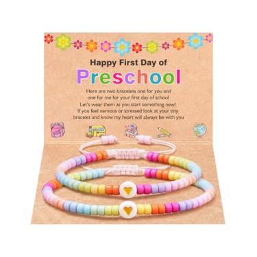 Imagem de JOGDIAM Pulseira First Day of Preschool Pre K Prek Mommy and Me Back to School Presentes de Primeiro Dia de Escola para Mãe e Filha, Mãe, Filha, Ansiedade, Presentes de Volta às Aulas para Meninas,