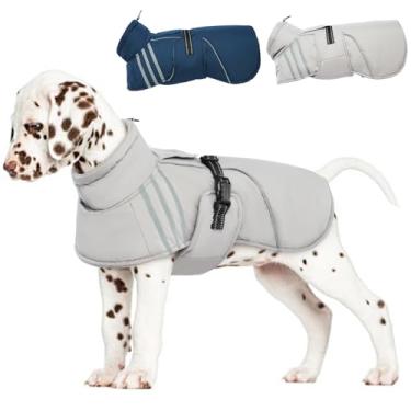 Imagem de Casaco quente para cães, refletor ajustável, casaco de inverno com gola rolê, colete de lã espesso para cães, impermeável, à prova de vento, para clima frio com fivela para cachorros, pequenos, médios