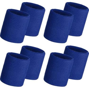 Imagem de Willbond Pacote com 8 pulseiras esportivas pulseiras esportivas de tênis neon 80s algodão grosso ginástica pulseira esportiva internacional esportiva para festa masculina e feminina (azul)