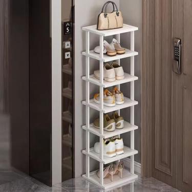 Imagem de SAN HE Sapateira moderna de bambu de 7 níveis – vertical, fino, organizador de sapatos que economiza espaço para espaços pequenos, armário, entrada, canto, garagem, quarto