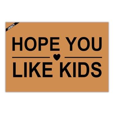 Imagem de JKGCY Hope You Like Kids Capacho de boas-vindas engraçado tapete de porta frontal externo 59,9 cm x 39,9 cm
