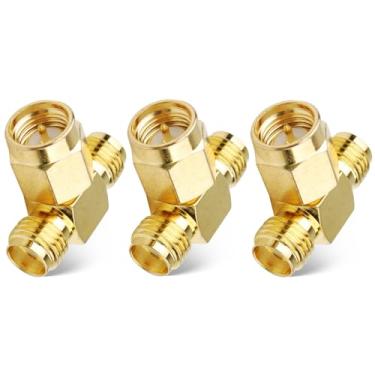 Imagem de SUPERBAT Adaptador SMA divisor de 2 vias, SMA macho para divisor duplo fêmea conversor adaptador de antena, 3 peças