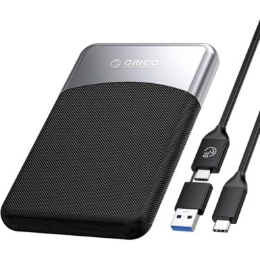 Imagem de ORICO SSD externo de 2 TB com cabo USB C 2 em 1, unidade de estado sólido portátil USB 3.2 geração 1 até 460 MB/s, resistência a poeira e quedas, armazenamento confiável para smartphone USB-C, PC,