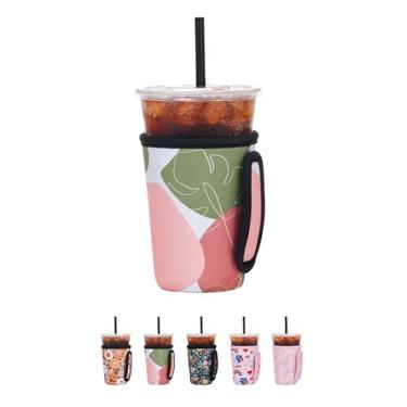 Imagem de Cavllson Mangas de bebidas de café gelado de neoprene isoladas reutilizáveis, Kozie de café gelado, suporte de copo para bebida fria para a maioria das xícaras como Starbucks, Dunkin Donuts e muito