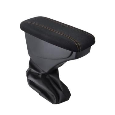 Imagem de Apoio de Braço Compatível com Peugeot 208 2021/... Tecido preto cost. laranja