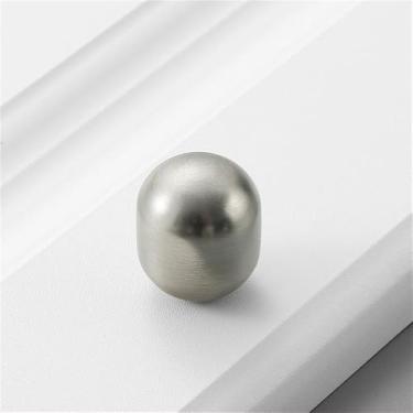 Imagem de Puxador redondo de cobre puro com furo único, puxador americano moderno simples de latão dourado para porta de armário de guarda-roupa, puxador vintage, prata escovada, S, CHINA