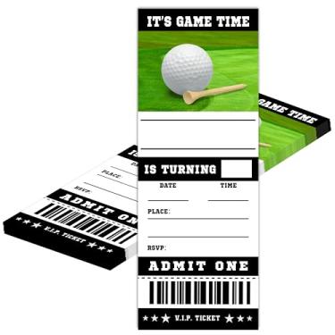 Imagem de heiyihe 20 cartões de convite de bilhetes de jogo de golfe - Convite de aniversário de golfe com envelopes para adolescentes crianças adultos - cartões de aniversário esportivos - lembrancinhas e