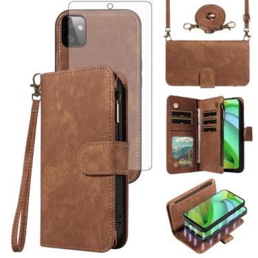 Imagem de Asuwish Capa de celular para Motorola Moto G Power 5G 2023 com zíper carteira magnética destacável com protetor de tela de vidro temperado alça transversal alça para cartão slot GPower G5 mulheres