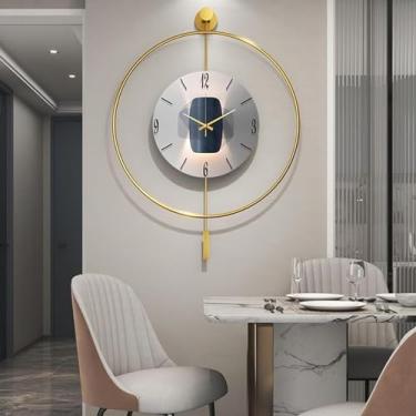 Imagem de Relógio de parede grande para decoração de sala de estar, relógios de parede modernos decorativos operados por bateria, relógio grande silencioso sem tique-taque com pêndulo para quarto, cozinha,