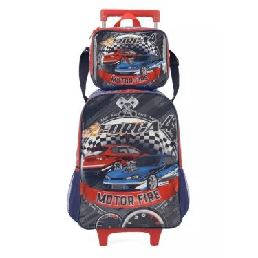 Imagem de Mochila Carrinho Luxcel Força 4 + Lancheira Azul